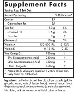 Nordic Naturals Arctic Cod Liver Oil 90sg Essential Fatty Acids