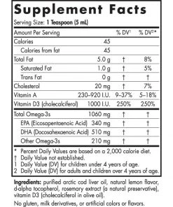 Nordic Naturals Arctic Cod Liver Oil + D 8oz Essential Fatty Acids