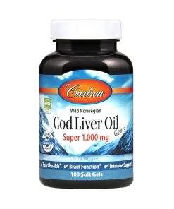 Carlson Labs Cod Liver Oil Super 1000 100 Soft Gels