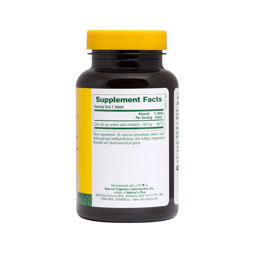 Immune Support Nature's Plus Mega Zinc 100mg Sustained Release 90T