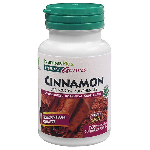 Nature's Plus Herbal Actives Cinnamon 350mg 60VC Diabetic Support