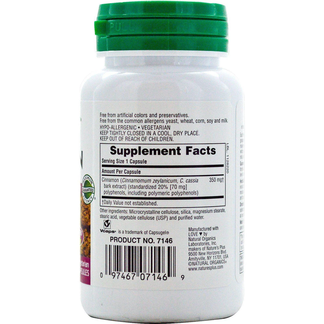 Nature's Plus Herbal Actives Cinnamon 350mg 60VC Diabetic Support