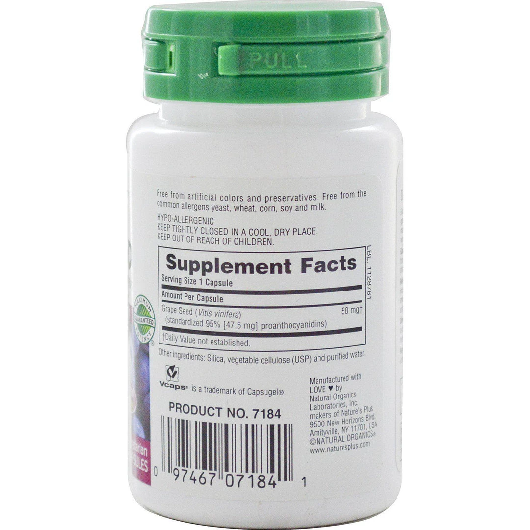 Nature's Plus Herbal Actives Grape Seed 50mg 30VC - Discontinued