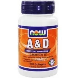 Bone & Joint Health Now Foods Vitamin A&D 10,000/400 IU 100SG