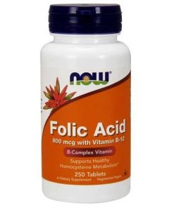Now Foods Folic Acid With B12 800mcg 250T Heart Health