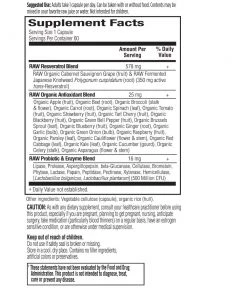 Garden Of Life Raw Resveratrol 350mg 60VC Antioxidants