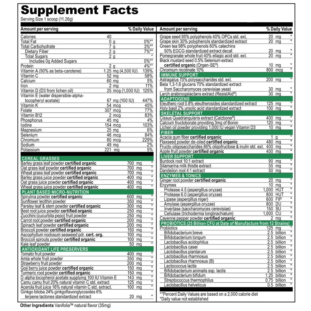 Vibrant Health Green Vibrance 15 Packets Greens & Reds