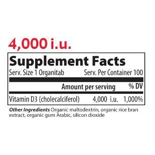 Vibrant Health Vitamin D 4000iu 100T (Organic Tabs)