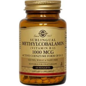 Solgar B12 1000mcg 60T Nuggets (Methylcobalamin) Brain Health