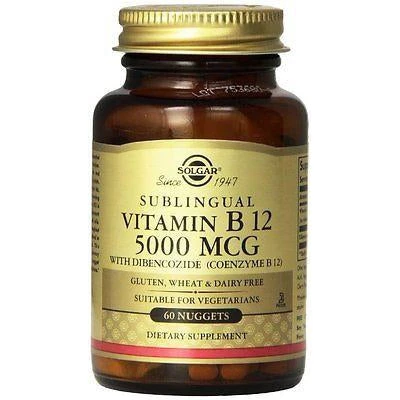 Brain Health Solgar B12 5000mcg 60T Nuggets (Methylcobalamin)
