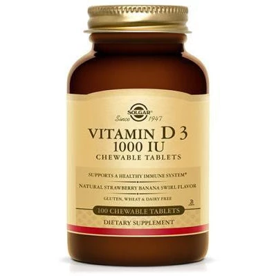 Vitamins Solgar Vitamin D3 Chewable 100T (Strawberry Banana Swirl)